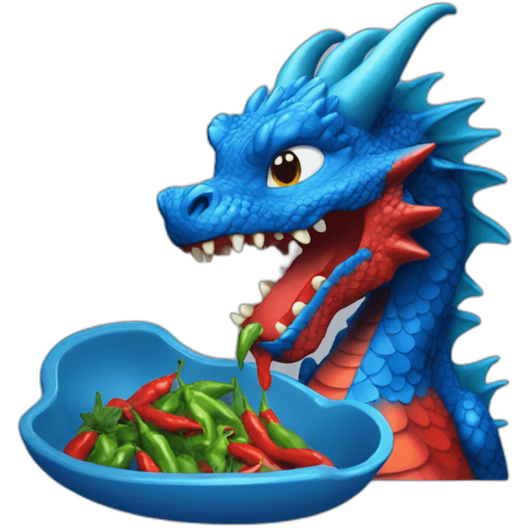 Blue dragon eating spicy pepper emoji