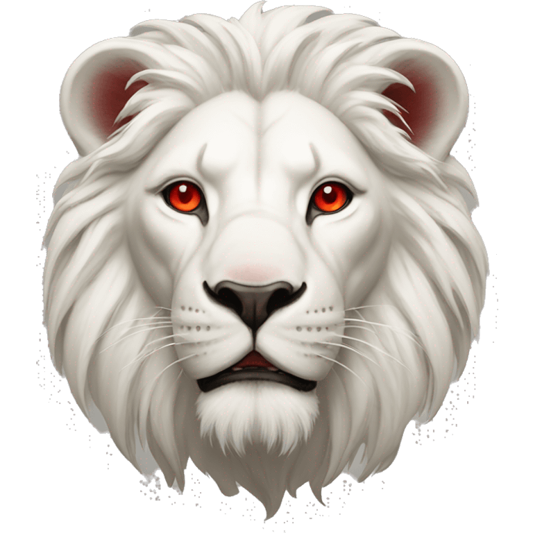 White lion with red eyes emoji