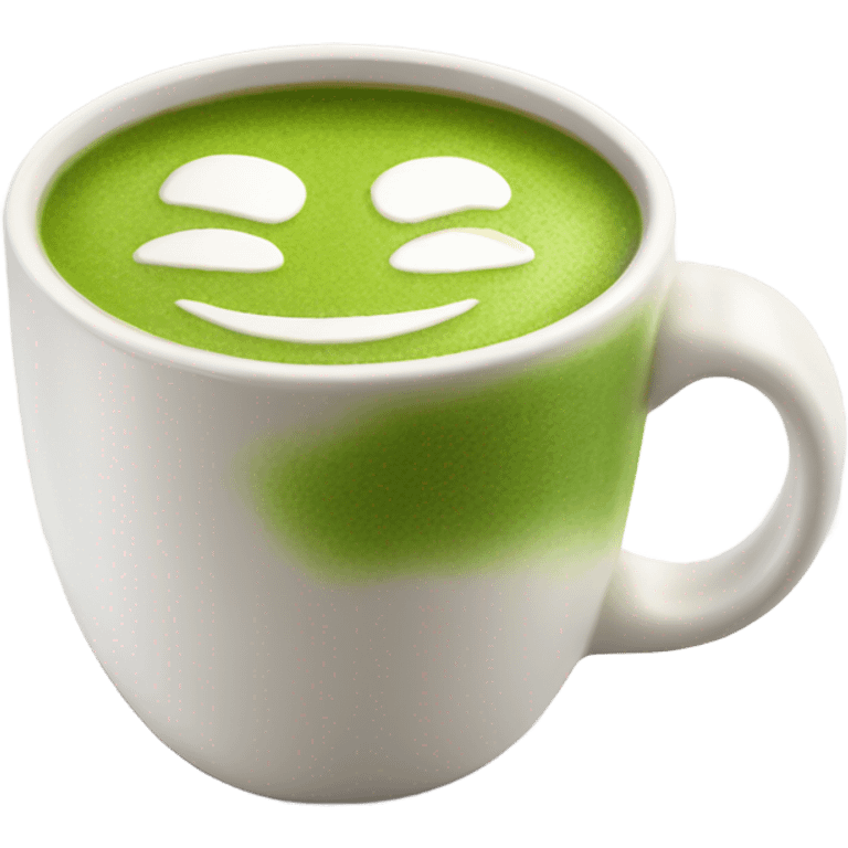 Realistic Matcha latte in white mug emoji