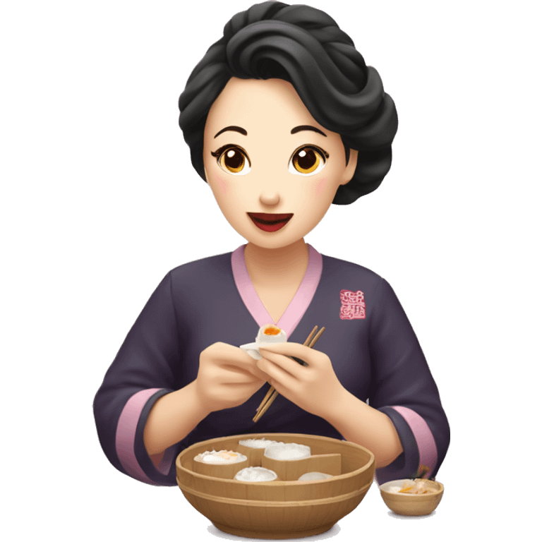 Beautiful lady eating dim sum  emoji