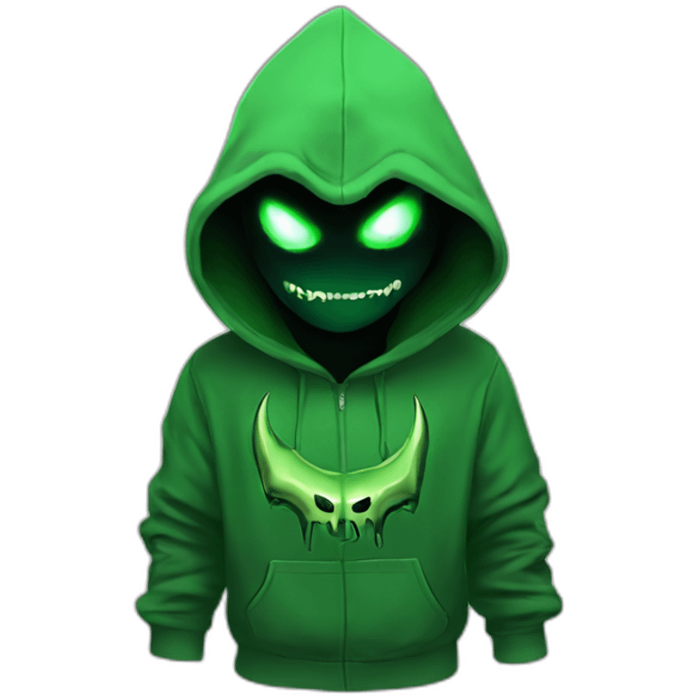 Dominus Green hoddie with demon eyes emoji