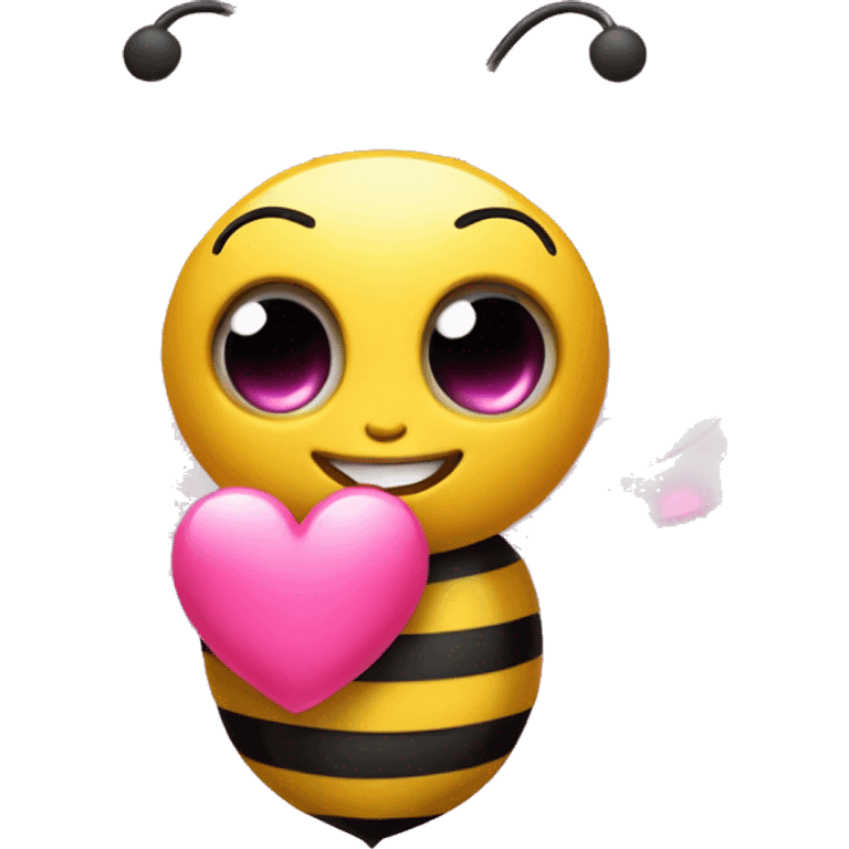 little bee holding a little pink heart emoji