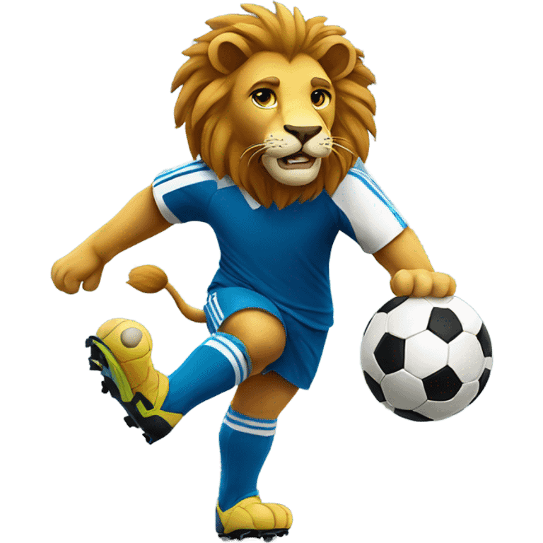 Lion playing soccer emoji