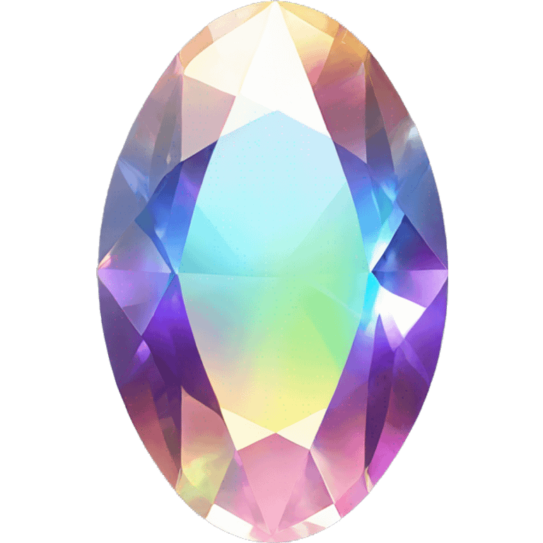 Oval gem with iridescent pastel rainbow prism multicolored gem emoji