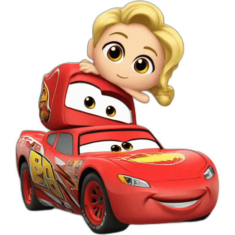 Flash McQueen giving a kiss emoji