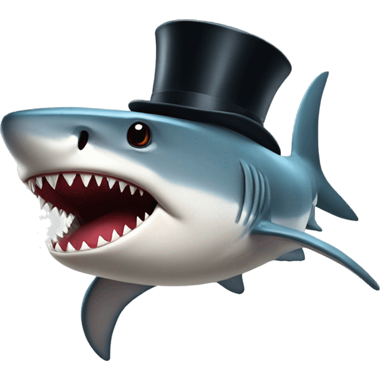 Shark with a top hat emoji