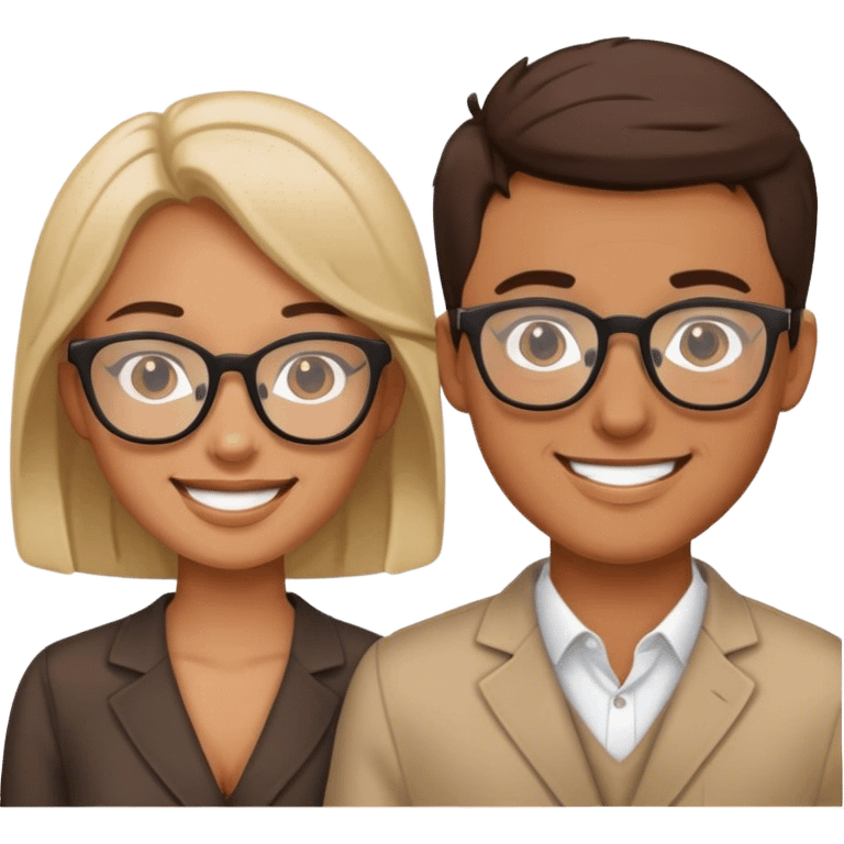 smiling female and male with glasses emoji