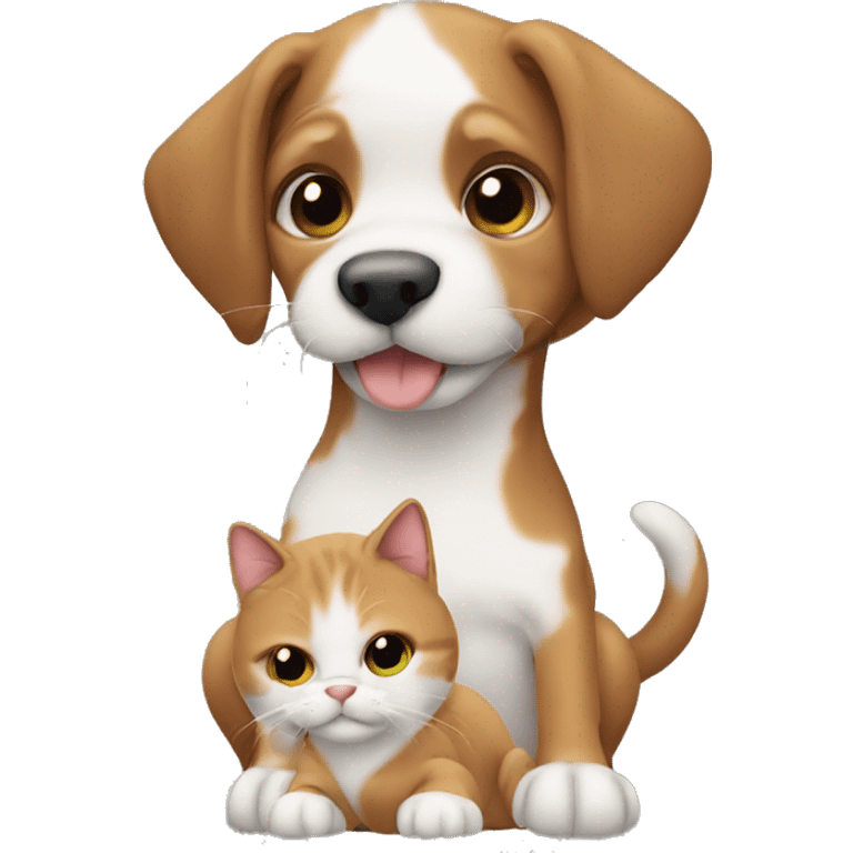 Dog holding a baby cat  emoji