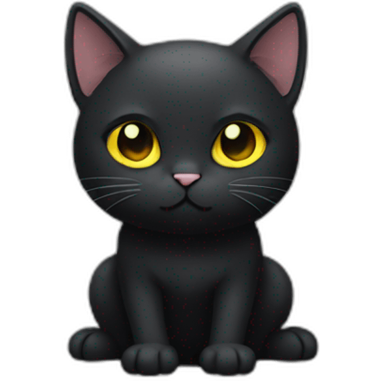 black cat white chest fat short legs yellow eyes one fang  emoji