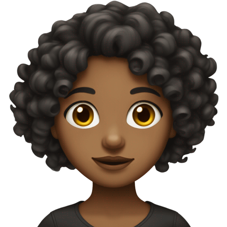 medium skin Girl with curly black hair being creative emoji