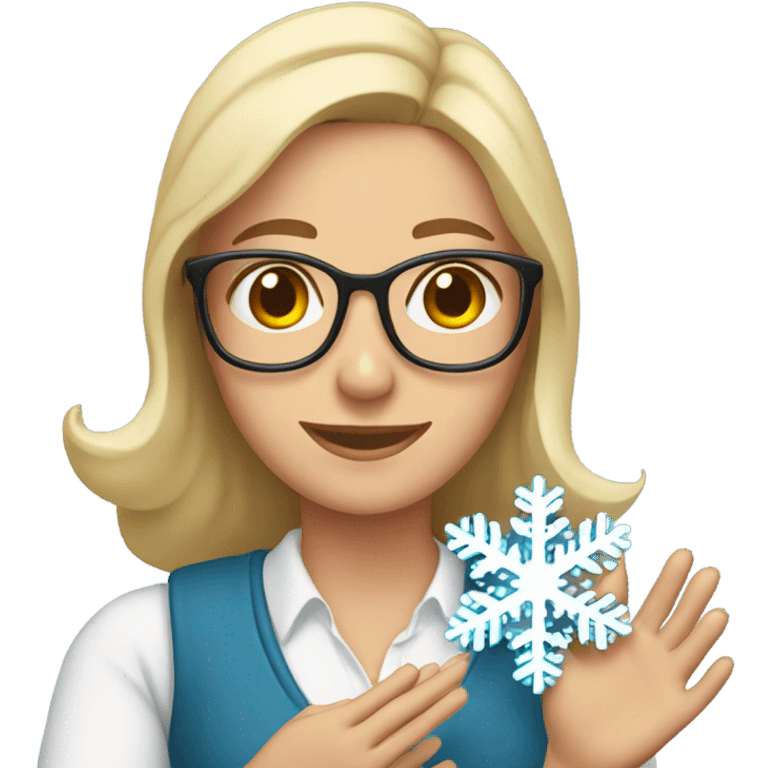 Teacher holding a snowflake emoji