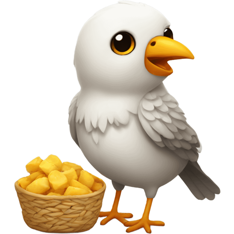 Cute bird with food emoji