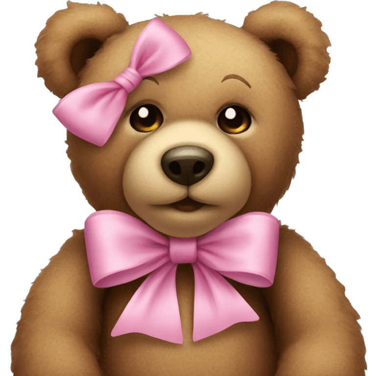 Teddy bear with a pink bow  emoji