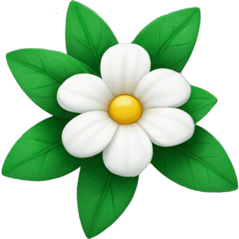 White flower with green leafs emoji