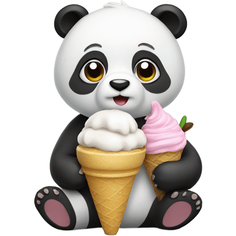 Panda eating ice cream emoji