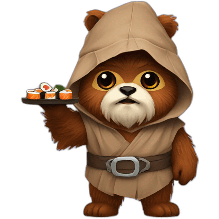 ewok with sushi in hand emoji