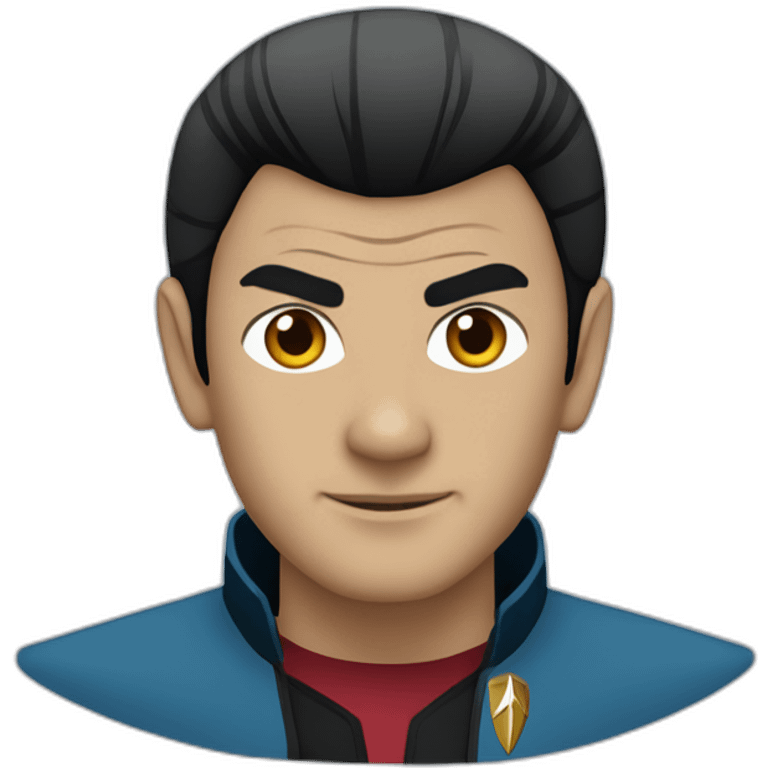 Sri Lankan Spock from Star Trek, short spiky hair, pointy ears, blue jacket emoji