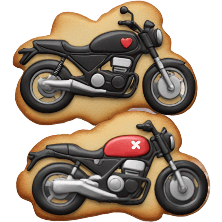 cookie heart with black motorbike  emoji