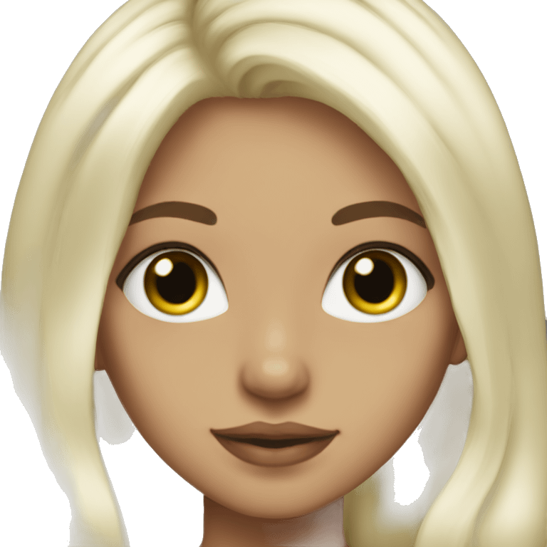 Girl, platinum blonde hair with brown roots, long hair, green eyes, tan skin emoji