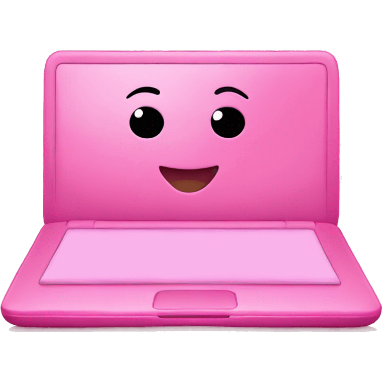 Pink laptop with face emoji