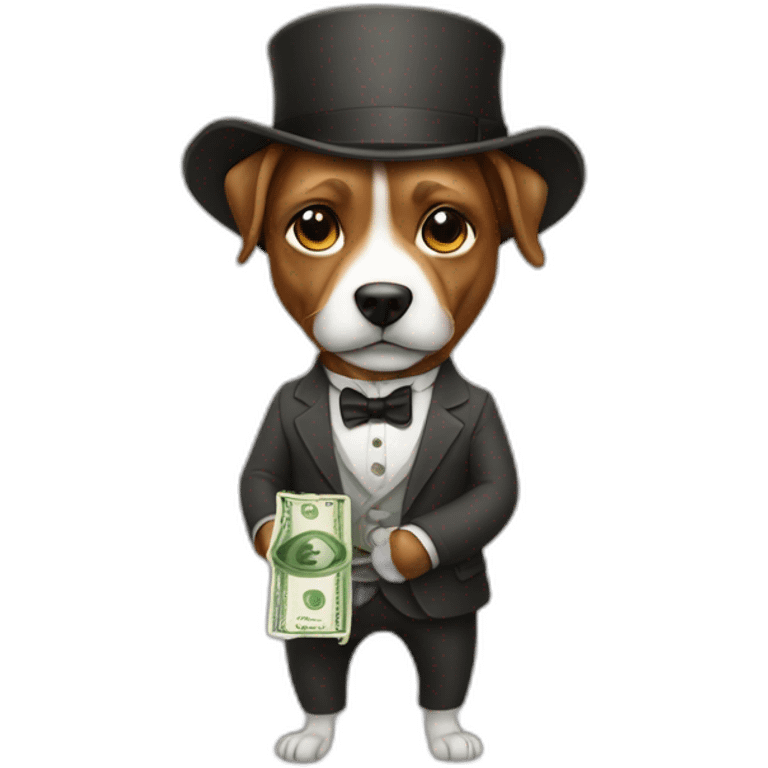 Doga man who looks like a gentleman holding money emoji