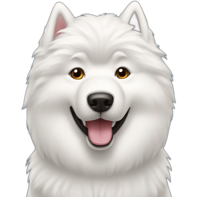 samoyed dog using phone emoji