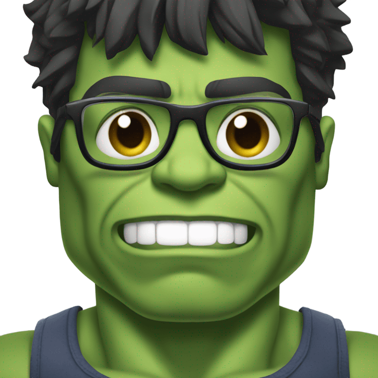 Hulk typing on the computer with glasses on emoji