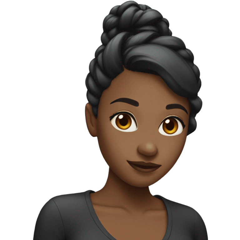 Black girl with swoop pony emoji