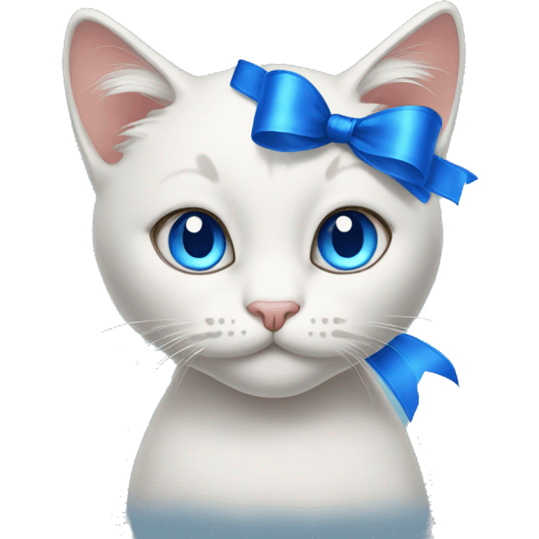 Blue eyes cat with ribbon emoji