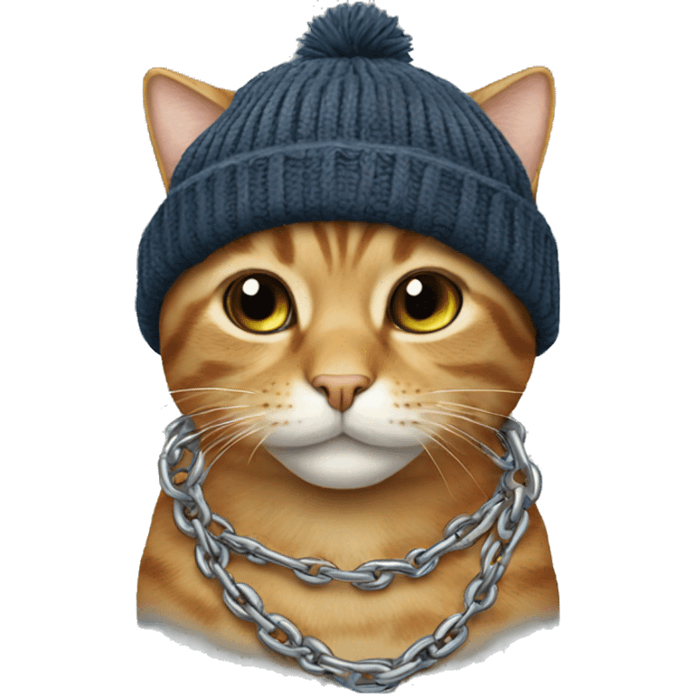 cat with chain and beanie emoji