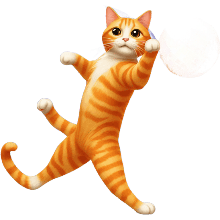 Orange cat dancing with the disco ball emoji