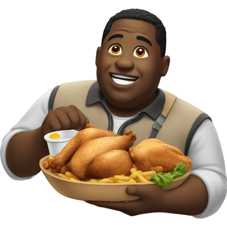 Fat black guy eating chicken emoji