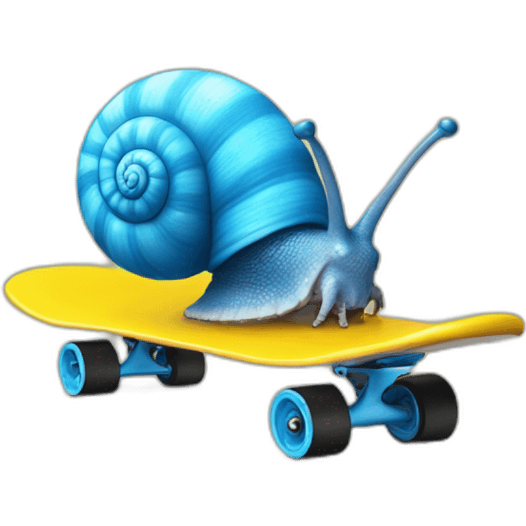 a blue snail on a yellow skateboard emoji