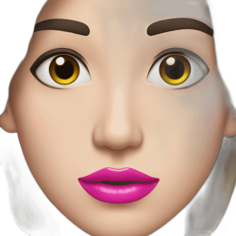 a man with straight short dark hair and dark eyes with large eyelashes and plump pink lips paint a draw emoji