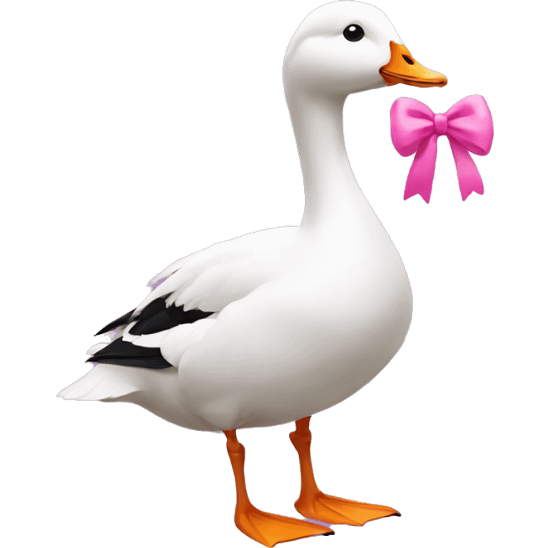 Goose with pink bow on it  emoji