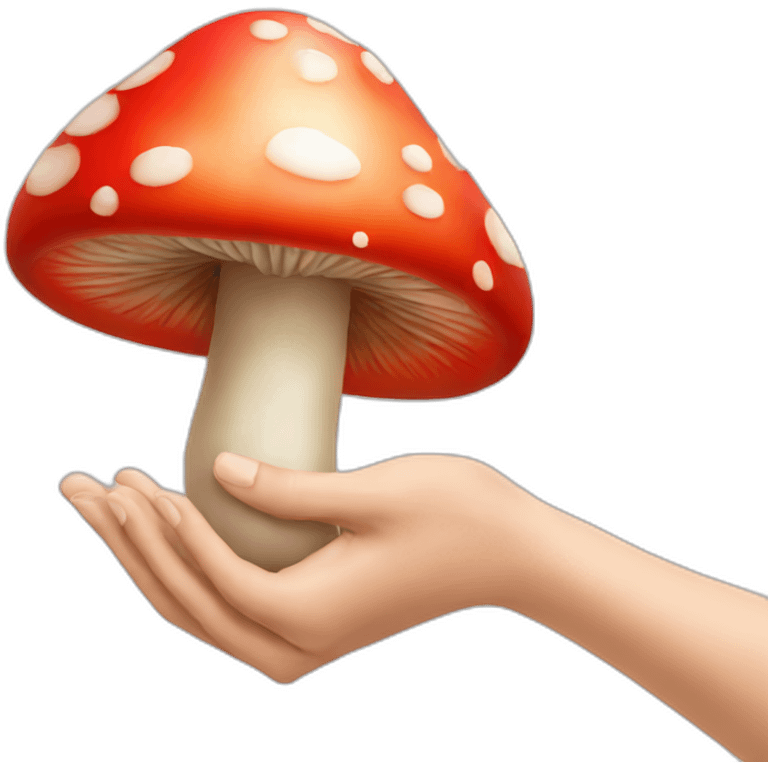 hand holding overtrip red mushroom emoji