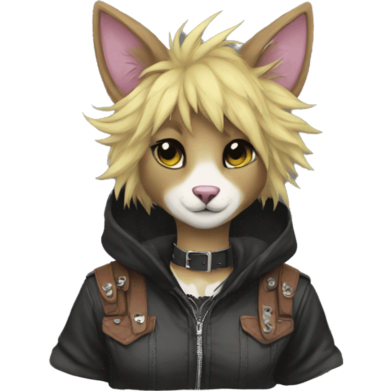 Anthro Punk Fursona Collar Hoodie  emoji