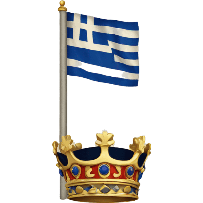 Old Greek flag with the royal crown  emoji