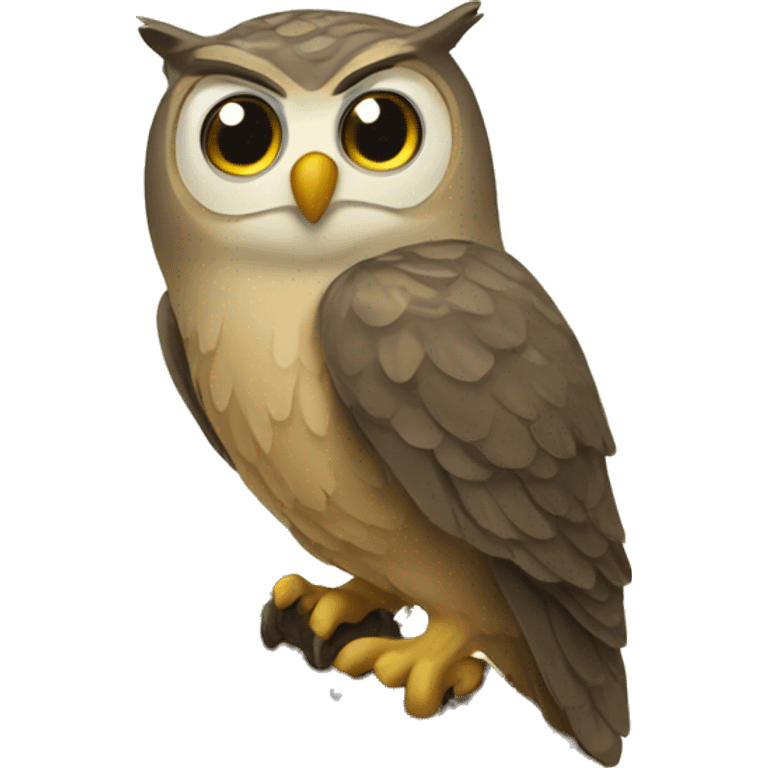 Owl perched on tree branch emoji