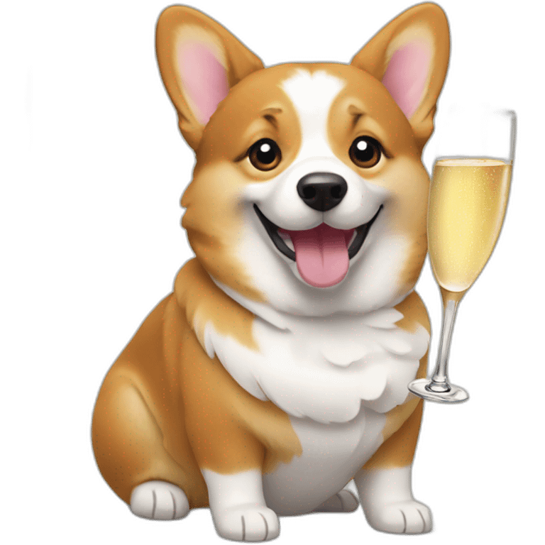 corgi with a bottle of champagne emoji