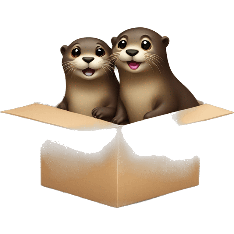 Happy Otter couple moving in a new flat emoji