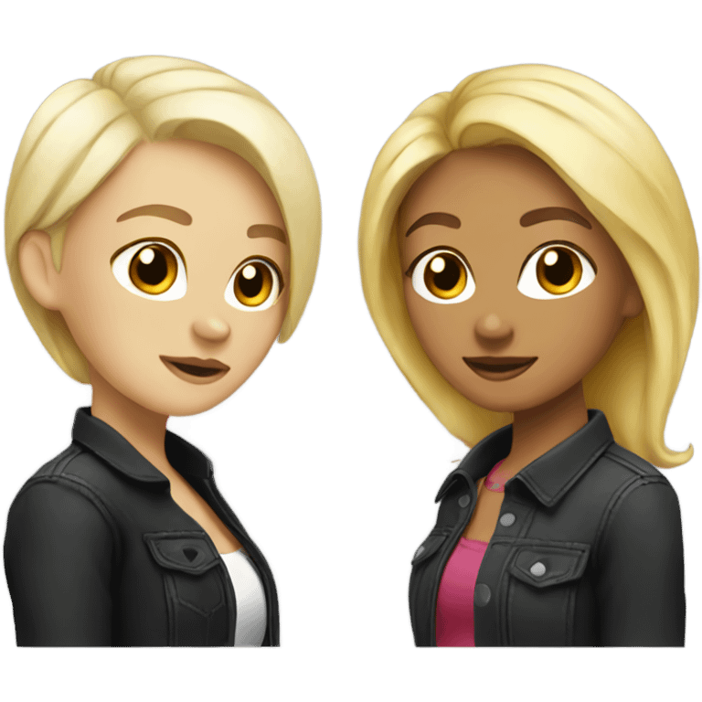 Blonde and black haired lesbians emoji