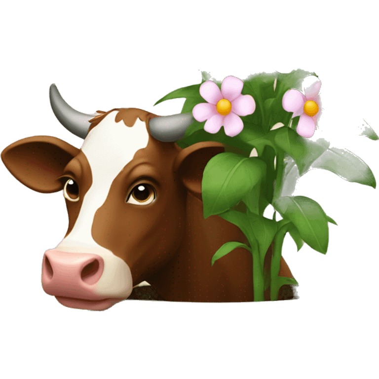 a cow in a flowerpot emoji