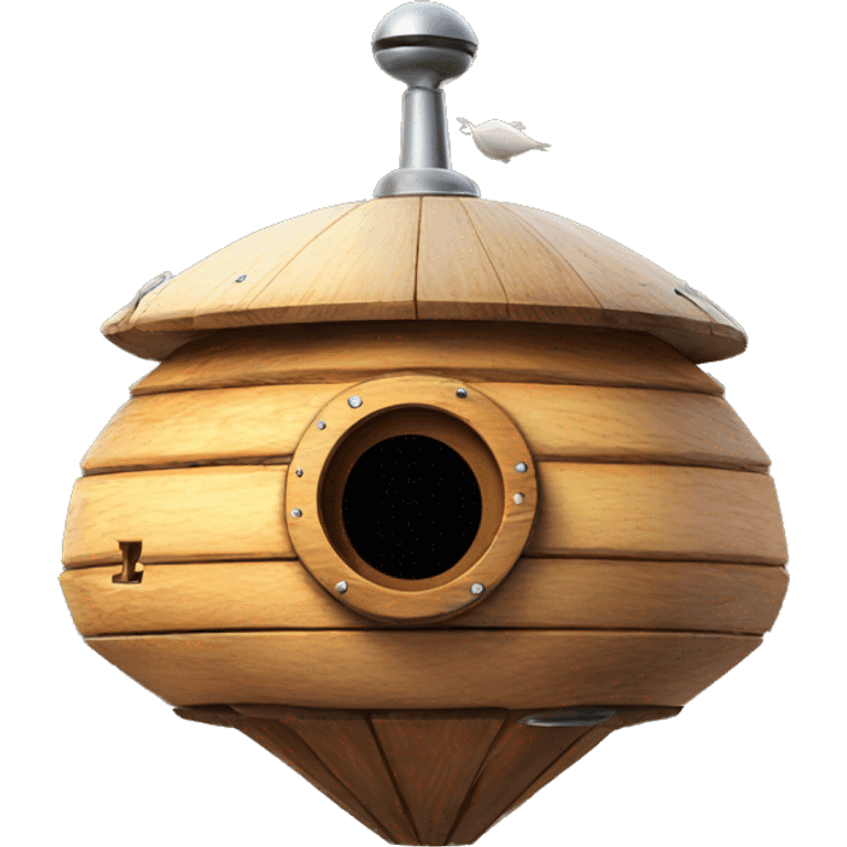 Rustic Wooden ufo spaceship birdhouse emoji