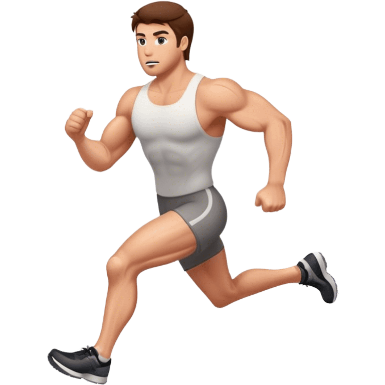 muscular man running, white with brown hair emoji