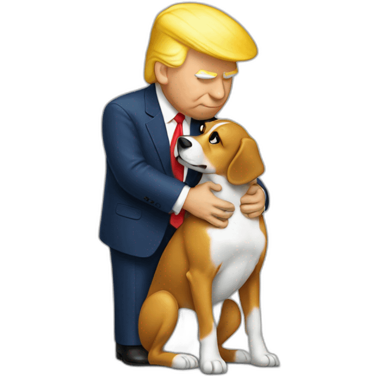 trump kissing a dog emoji