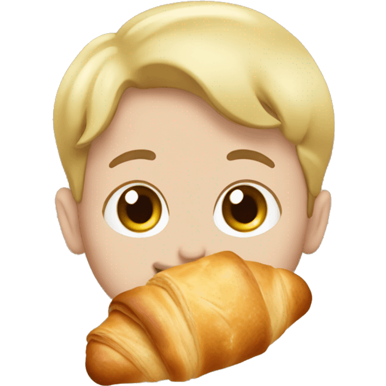 Someone eating a really yummy croissant emoji