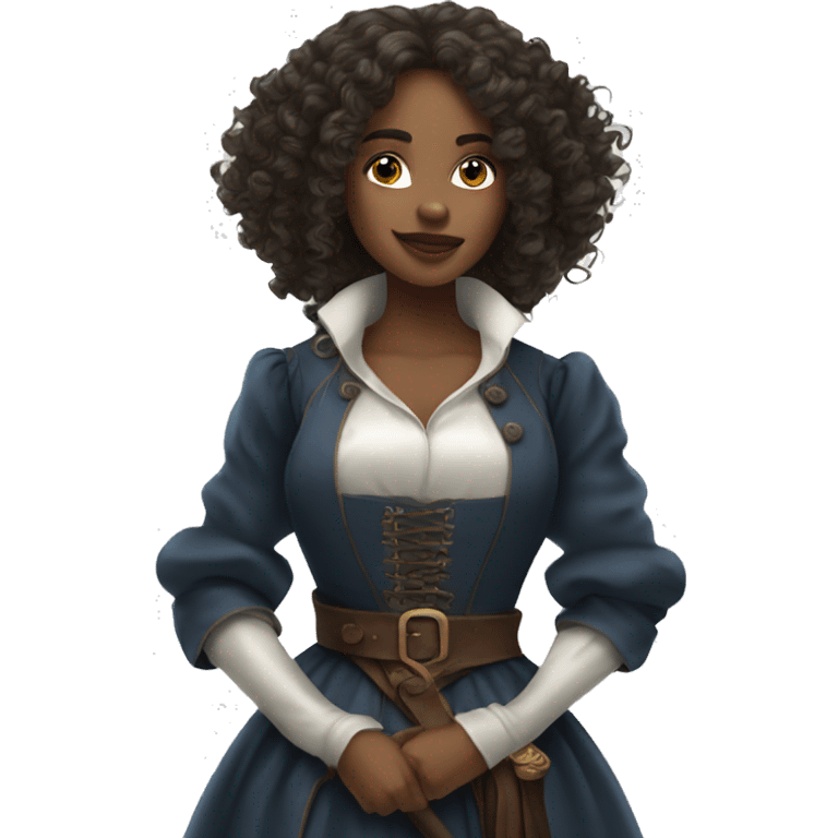 Three musketeers dark women curly long hair emoji