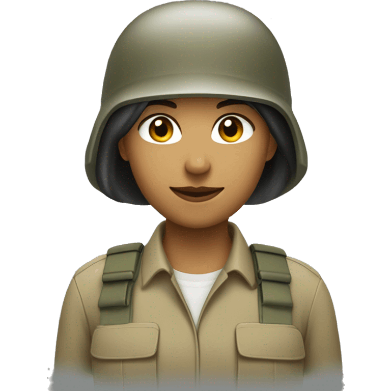 operator dressed in khaki color with a milatary helmet, without glasses, without headset, preferably female black emoji