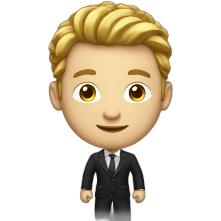 Posh-man-with-black-suit-holding-golden-coins emoji